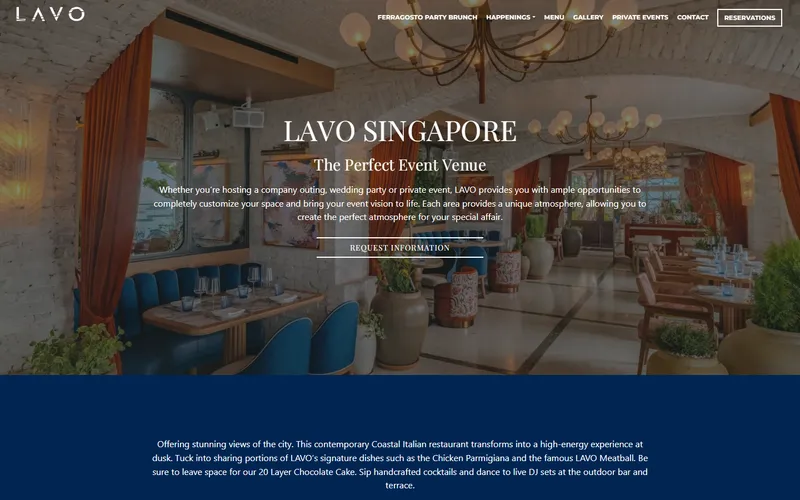LAVO Marina Bay Sands private events Singapore homepage