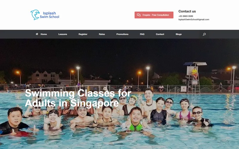 Isplash Swim School adult swimming lessons page