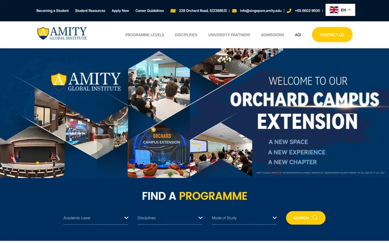Amity Global Institute homepage