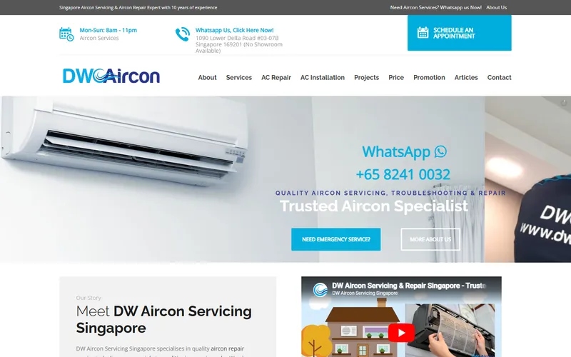 DW Aircon Servicing Singapore homepage