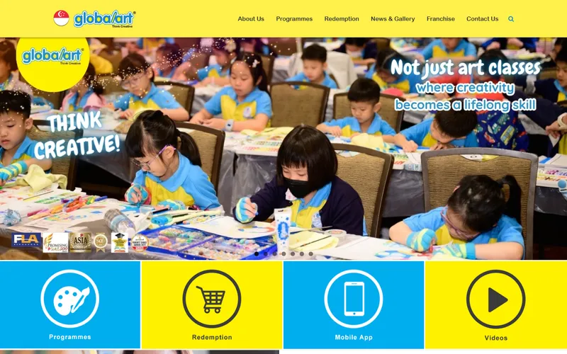 Global Art Singapore art classes homepage screenshot