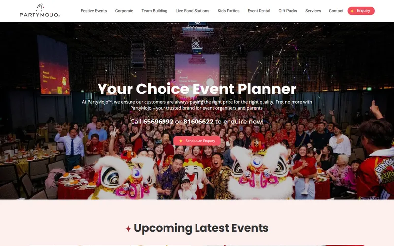 PartyMojo art and craft booth homepage
