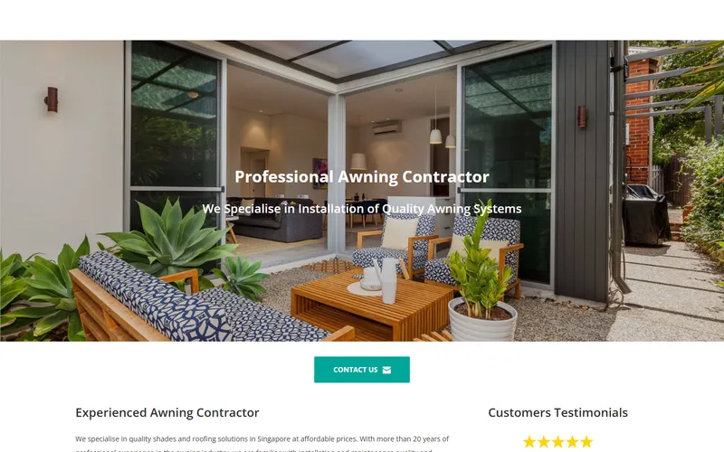 Ace Awnings homepage