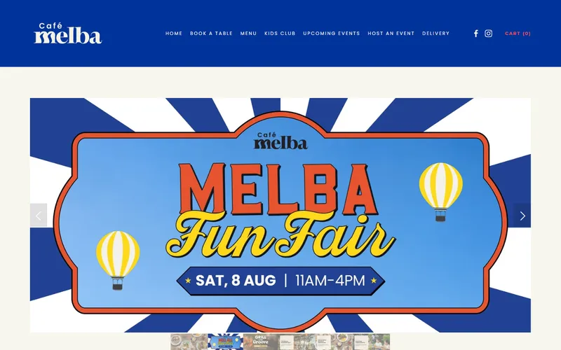 Cafe Melba Singapore homepage