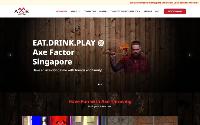 Axe Factor axe throwing homepage