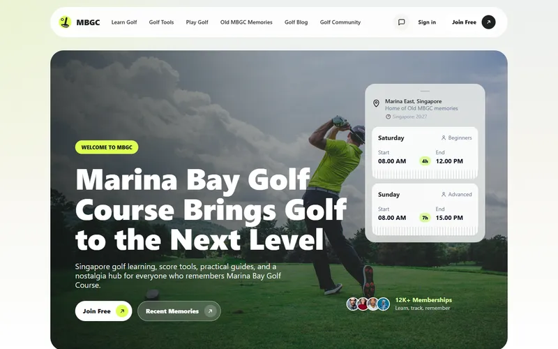 Marina Bay Golf Course homepage