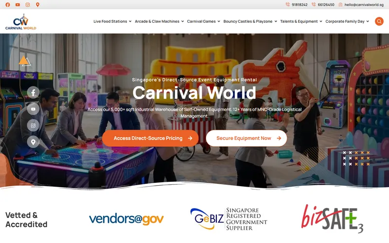 Carnival World ball pit rental homepage
