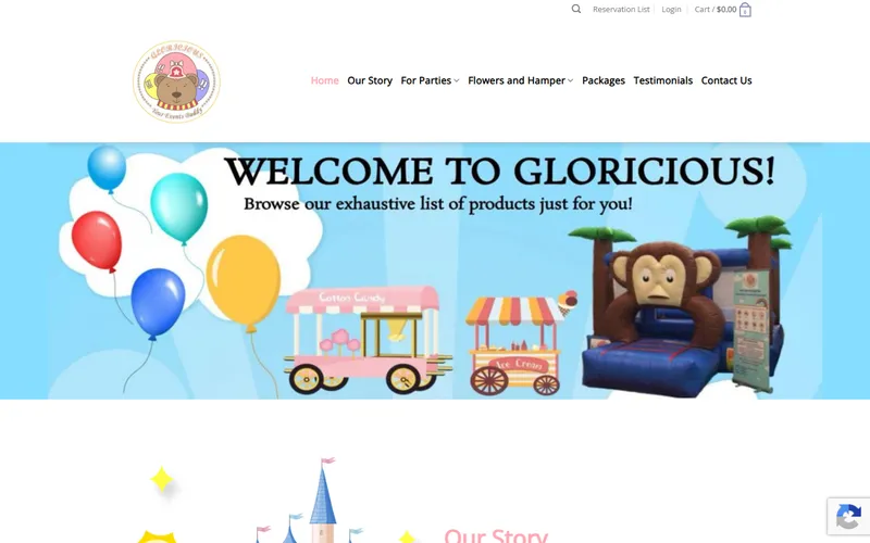 Gloricious soft play rental homepage