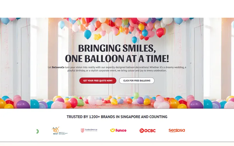 BalloonsCo Singapore homepage