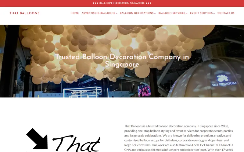 That Balloons Singapore homepage