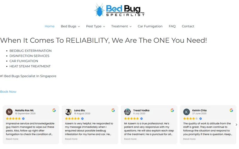 Bed Bug Specialist homepage