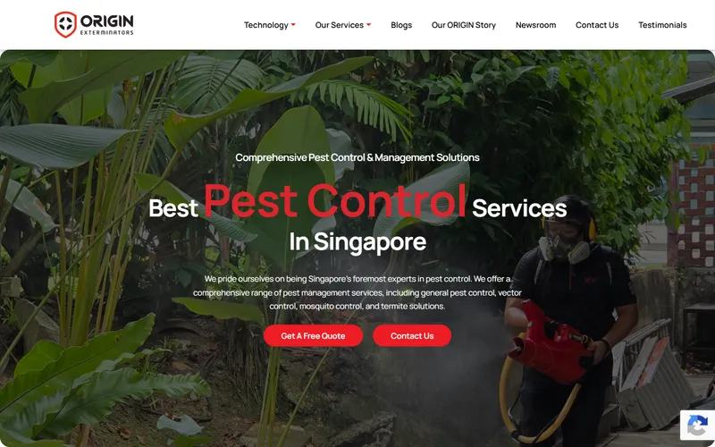 Origin Exterminators homepage