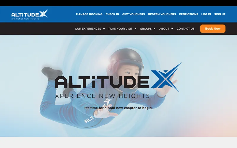 AltitudeX indoor skydiving homepage
