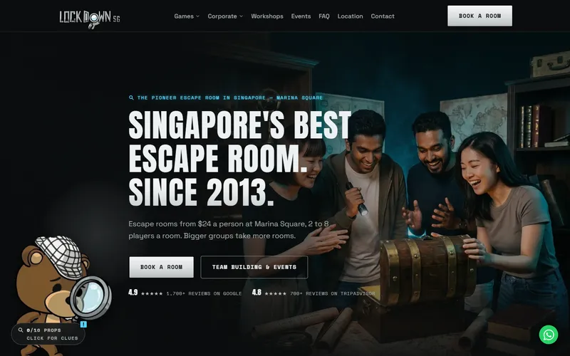 Lockdown.SG escape room homepage