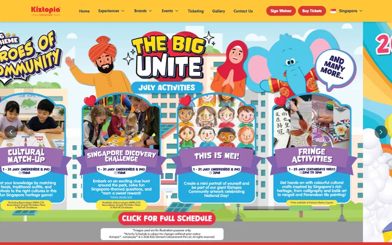 Kiztopia indoor playground homepage