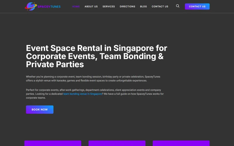 SpaceyTunes event space homepage