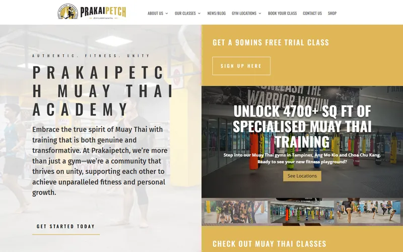 Prakaipetch Muay Thai Academy homepage