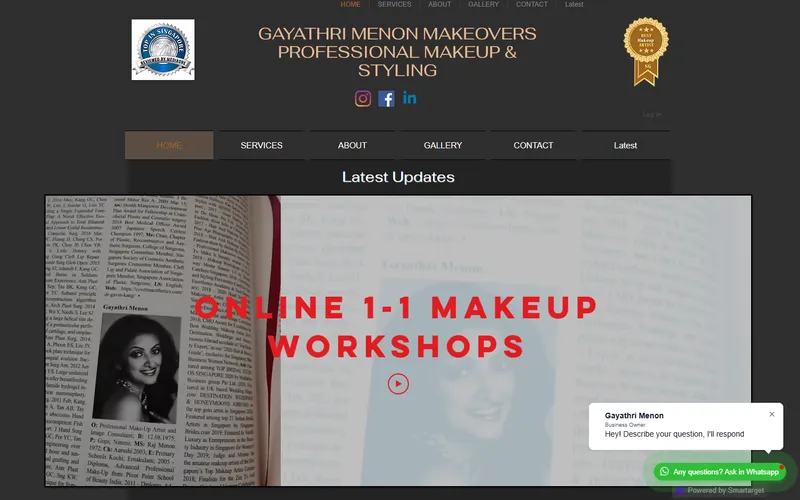 Gayathri Menon Indian bridal makeup Singapore homepage