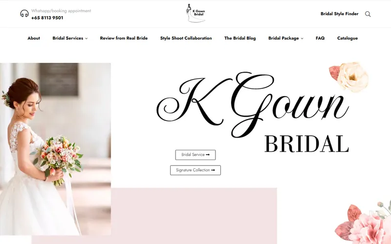 K Gown custom bridal Singapore homepage