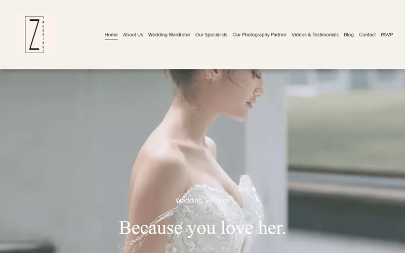 Z Wedding bridal studio Singapore homepage