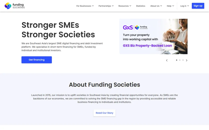 Funding Societies SME financing Singapore homepage
