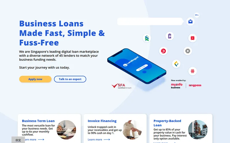 Lendingpot business loan marketplace Singapore homepage