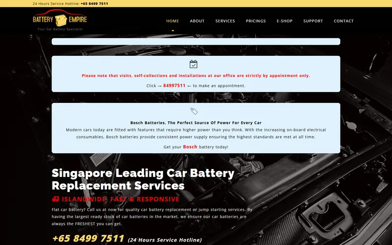 Battery Empire homepage