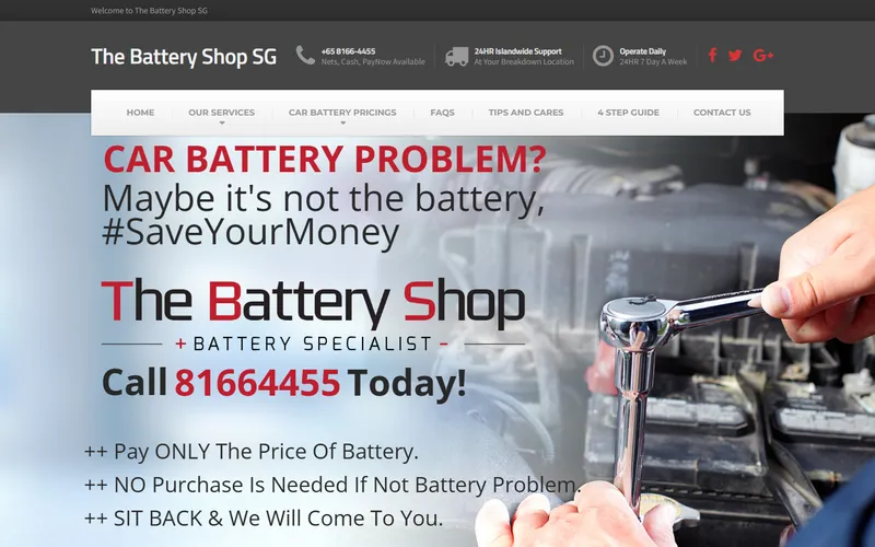 The Battery Shop homepage