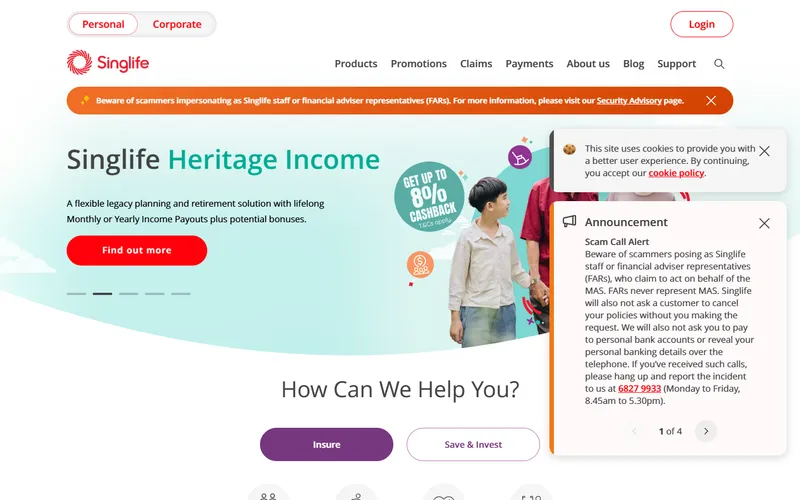 Singlife homepage