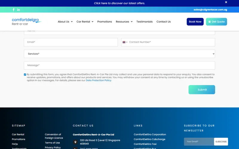 ComfortDelGro Rent-A-Car homepage