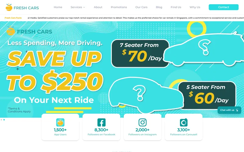 Fresh Cars homepage