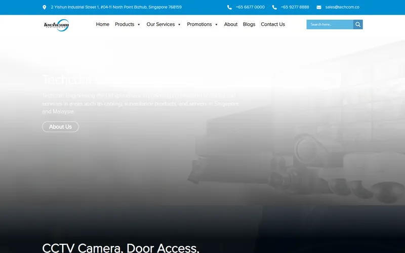 Techcom Engineering CCTV camera and door access Singapore homepage