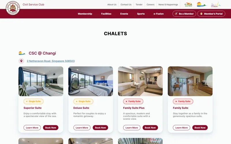 Civil Service Club chalets Singapore homepage