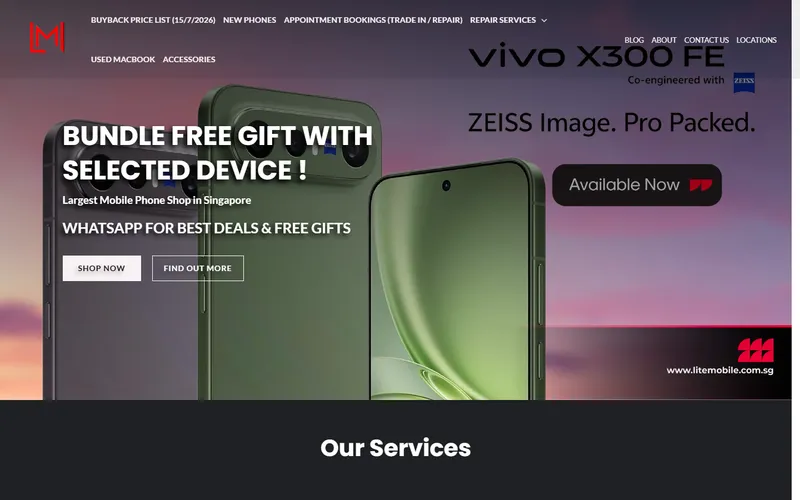 Lite Mobile homepage