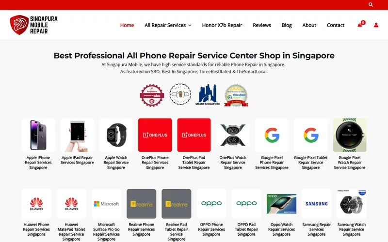 Singapura Mobile Repair homepage