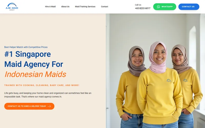 A.W. Maid Agency homepage