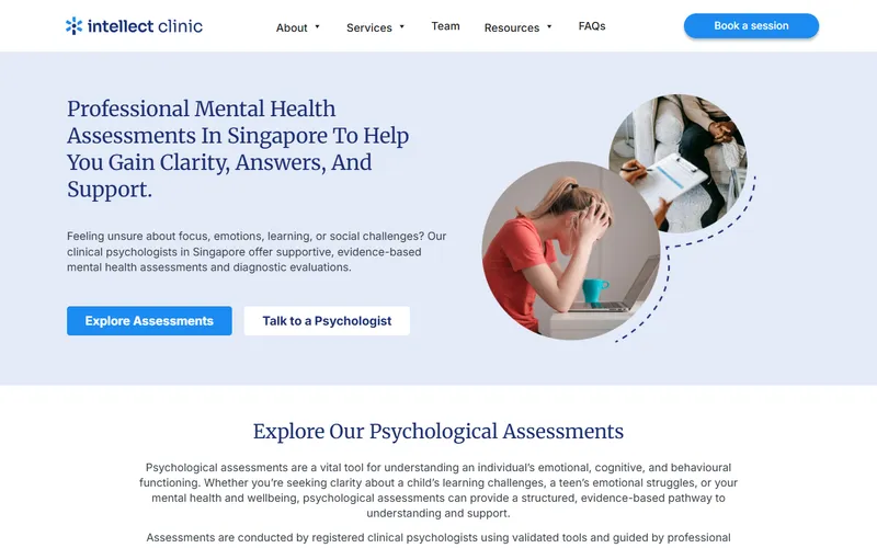Intellect Clinic psychological assessments page