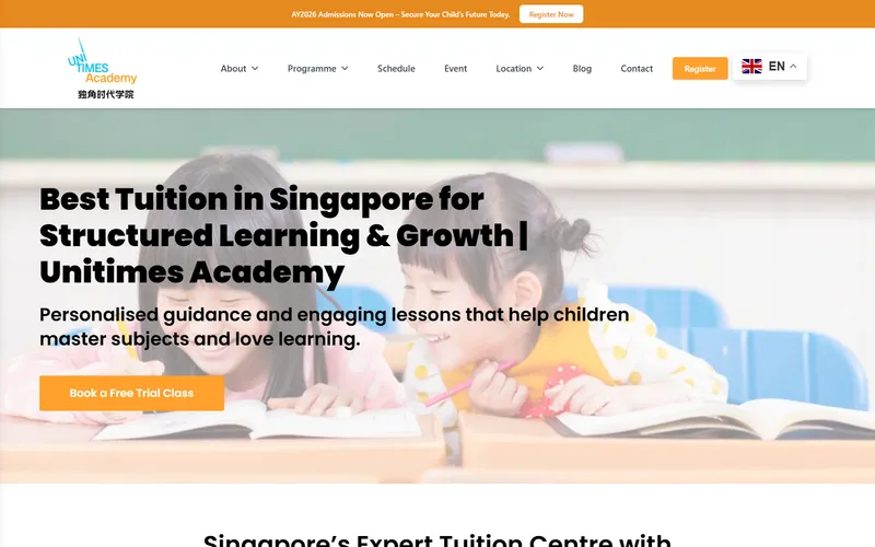 Unitimes Academy homepage screenshot
