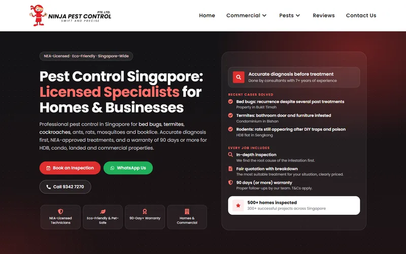 Ninja Pest Control homepage