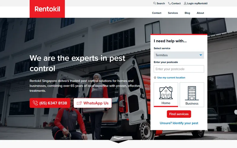 Rentokil Singapore homepage