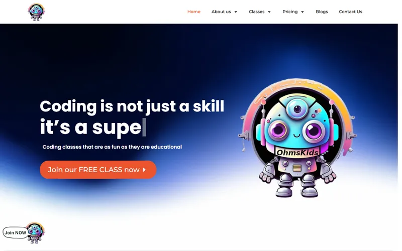 OhmsKids homepage screenshot