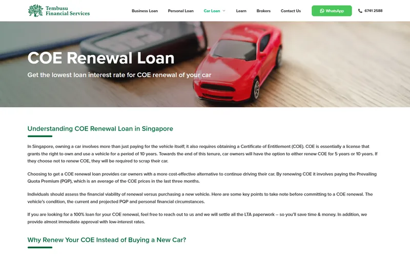 Tembusu Financial Services homepage