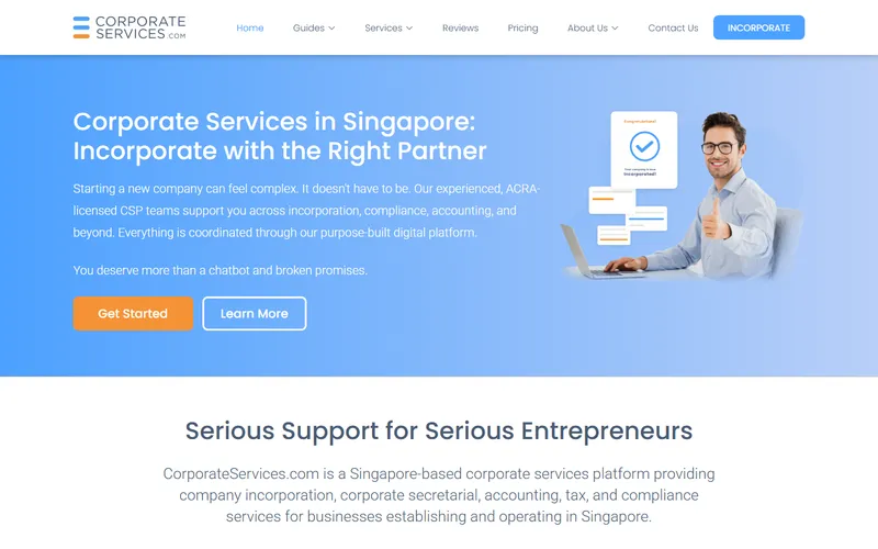 CorporateServices.com incorporation Singapore homepage