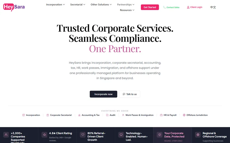 HeySara company incorporation Singapore homepage