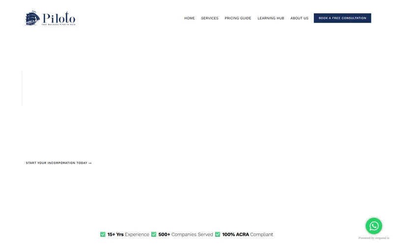 Piloto Asia company incorporation Singapore homepage