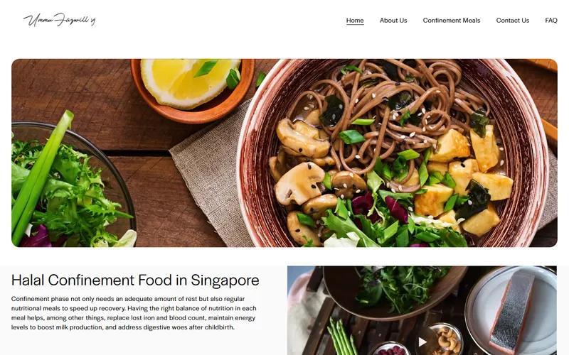 Ummu Fazwill halal confinement food homepage screenshot