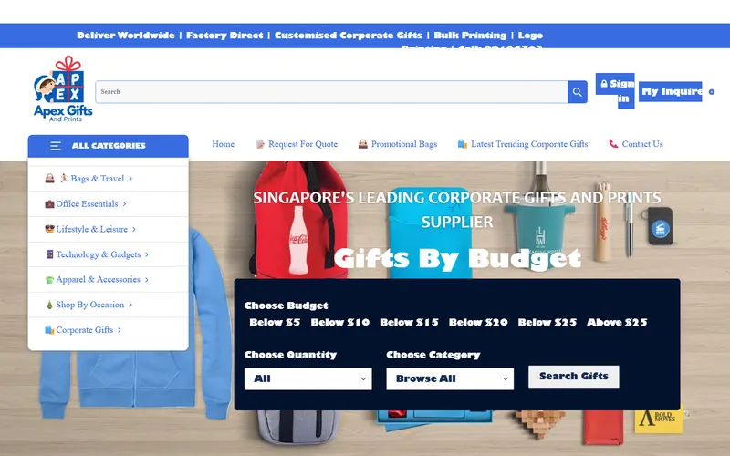 Apex Gifts and Prints Singapore homepage