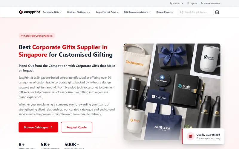 EasyPrint corporate gifts Singapore homepage