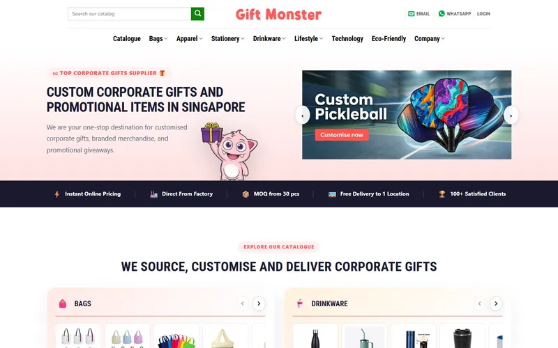 Gift Monster eco corporate gifts Singapore homepage