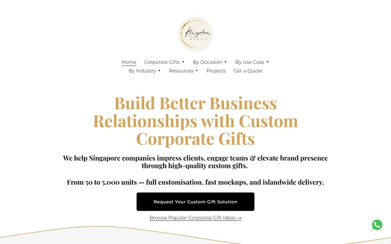 Kingdom Gifts Singapore homepage
